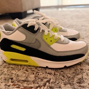 Nike Kids Sneakers - White, Gray, and Neon Yellow